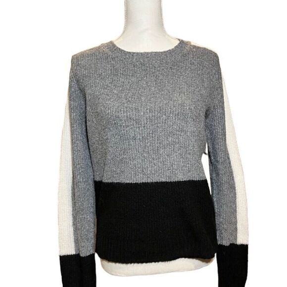 Pinque Colorblock Sweater Gray Black White Women's Size Small - Picture 1 of 8